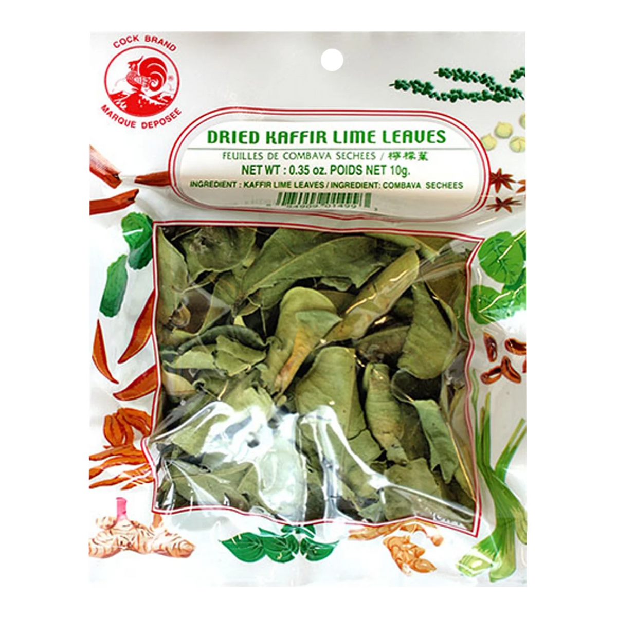 COCK BRAND Dried Kaffir Lime Leaves 10G