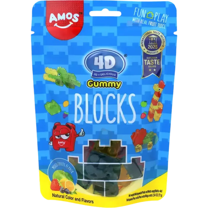 AMOS 4D Gummy Blocks 72G Fruchtgummi Bausteine