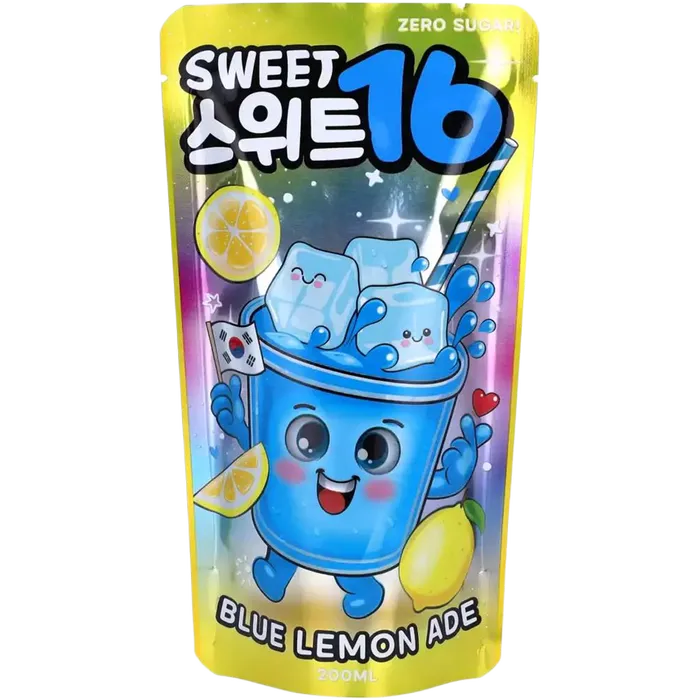 KR Sweet16 Blue Lemonade Zero 200ML Koreanischer Blue Lemon Ade ohne Zucker