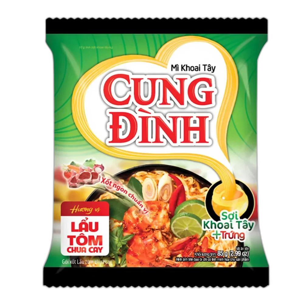CUNG DINH Instant Noodles Hot Sour Prawn Flavor 85G