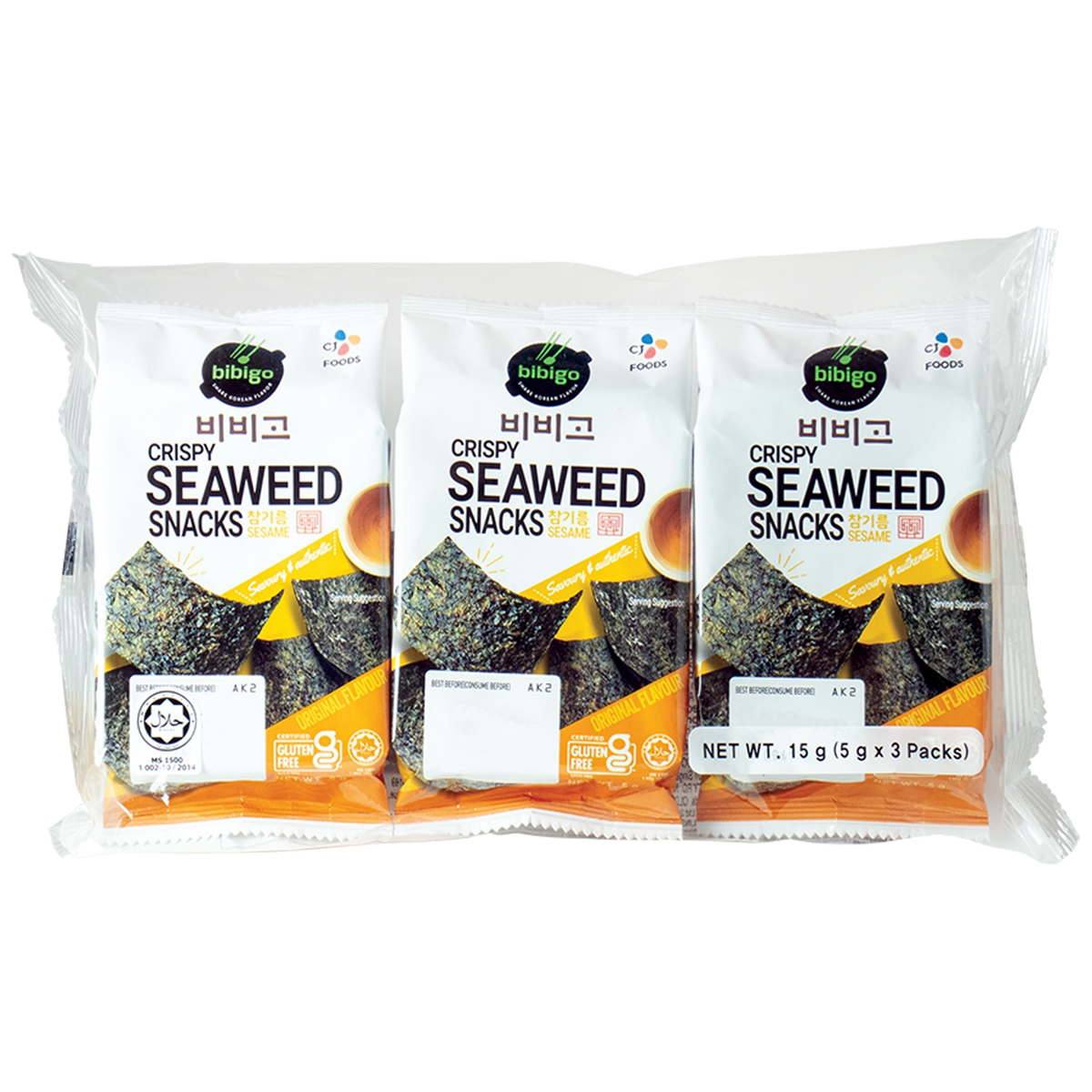 BIBIGO Krokante Zeewier Sesam Origineel 15G(3x5G)