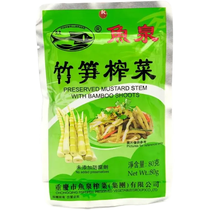 FISH WELL Ingemaakte mosterdgroenten met bamboe 60G