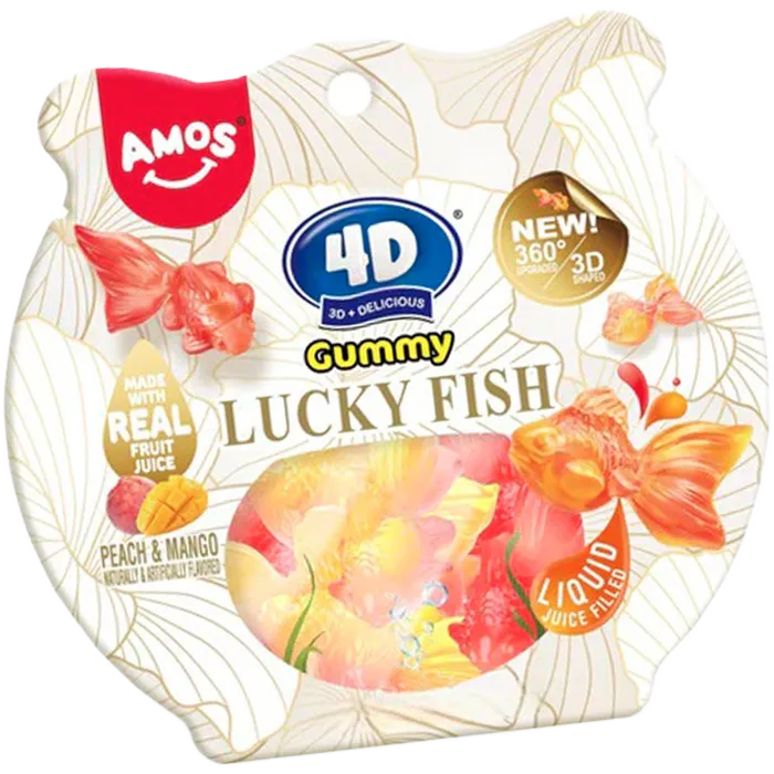 AMOS 4D Gummy Peach Mango Lucky Fish 60G