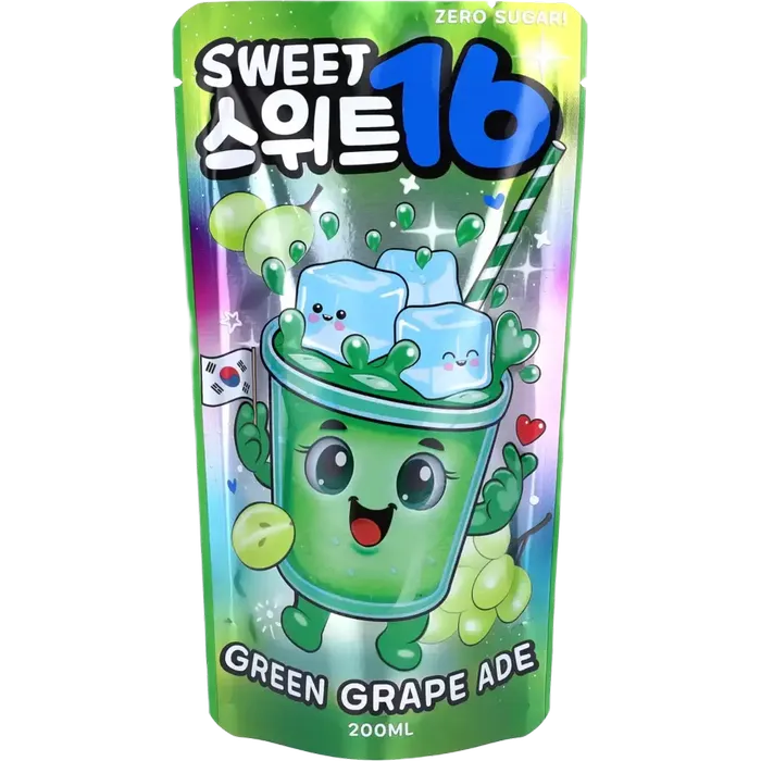 KR Sweet16 Green Grape Zero 200ML Koreanischer Green Grape Ade ohne Zucker