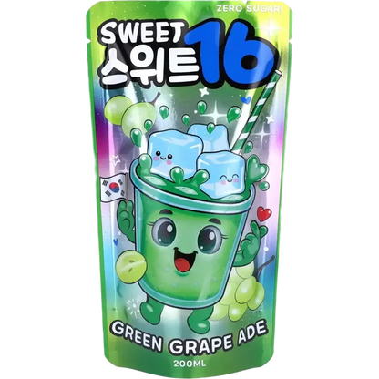 KR Sweet16 Green Grape Zero 200ML Koreanischer Green Grape Ade ohne Zucker