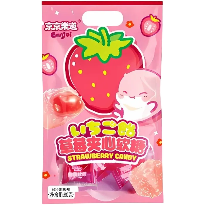 ENNJOI Stuffed Candy Strawberry 80G Gefüllte Erdbeer Lollipops