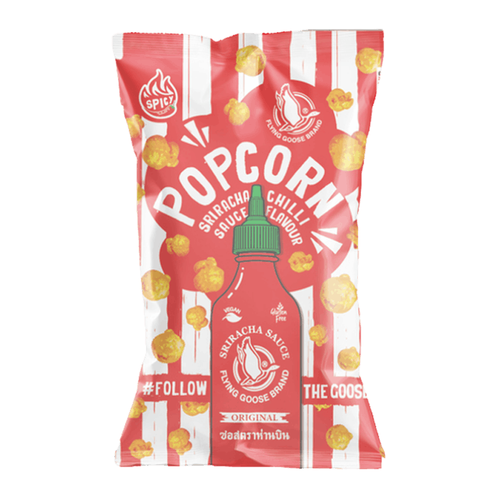 FLYING GOOSE Popcorn mit Sriracha 80G Würzig scharfer Popcorn Snack