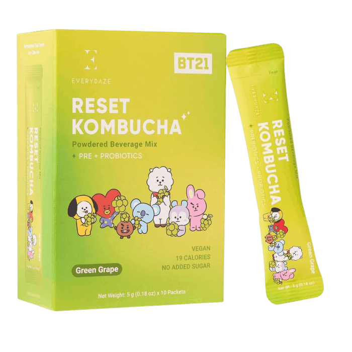 EVERDAZE Reset Kombucha Green Grape 10x5g Kombucha Getränkepulver