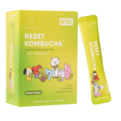 EVERDAZE Reset Kombucha Green Grape 10x5g Kombucha Getränkepulver