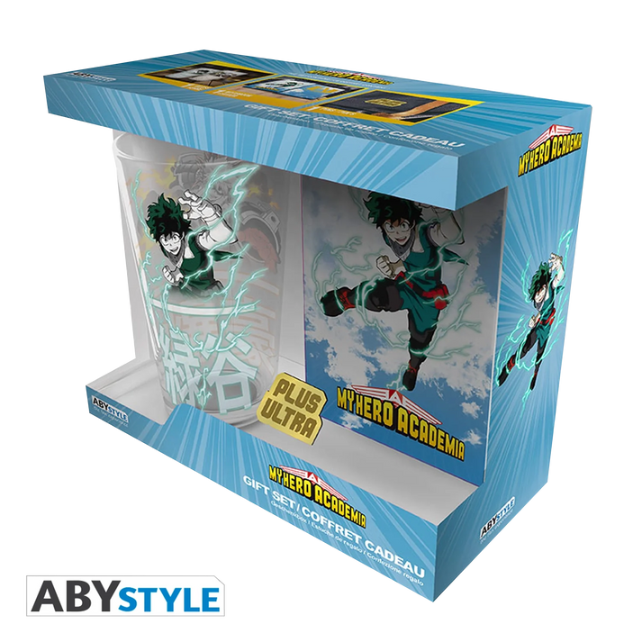MY HERO ACADEMIA Gift Set XXLGlas+Pin+Notebook Hero