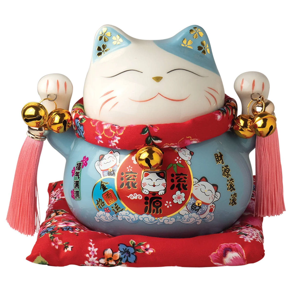 Jade Temple Porcelain Spardo. Maneki Neko Blue