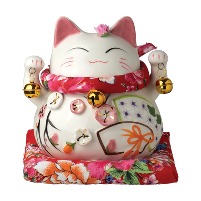 Jade Temple Porcelain Spardo. Maneki Neko Pink