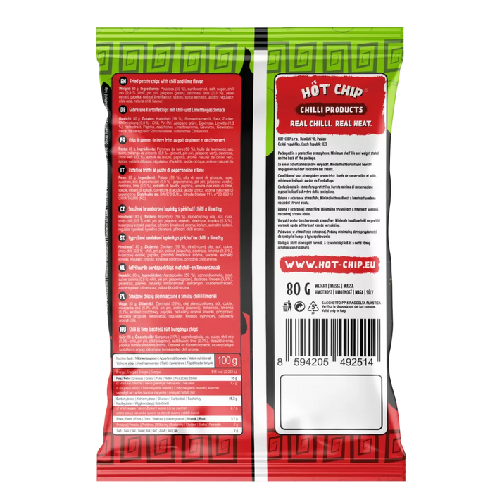 HOT CHIP Potato Chips Chilli & Lime 80G