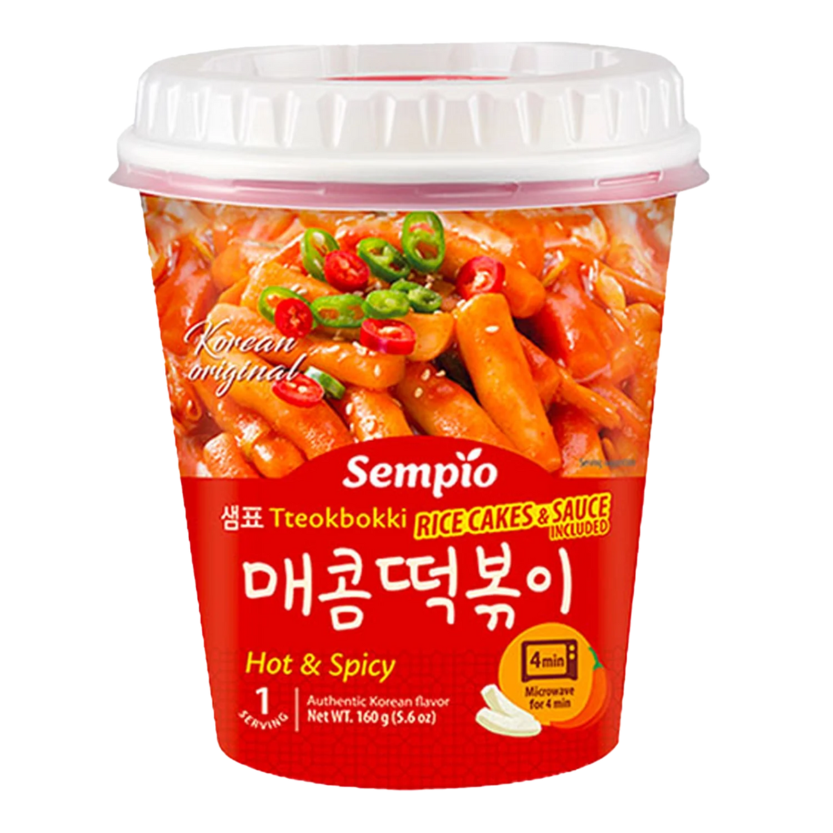 SEMPIO Tteokbokki with Sauce Hot&Spicy Cup 160G