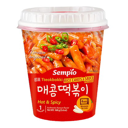 SEMPIO Tteokbokki with Sauce Hot&Spicy Cup 160G
