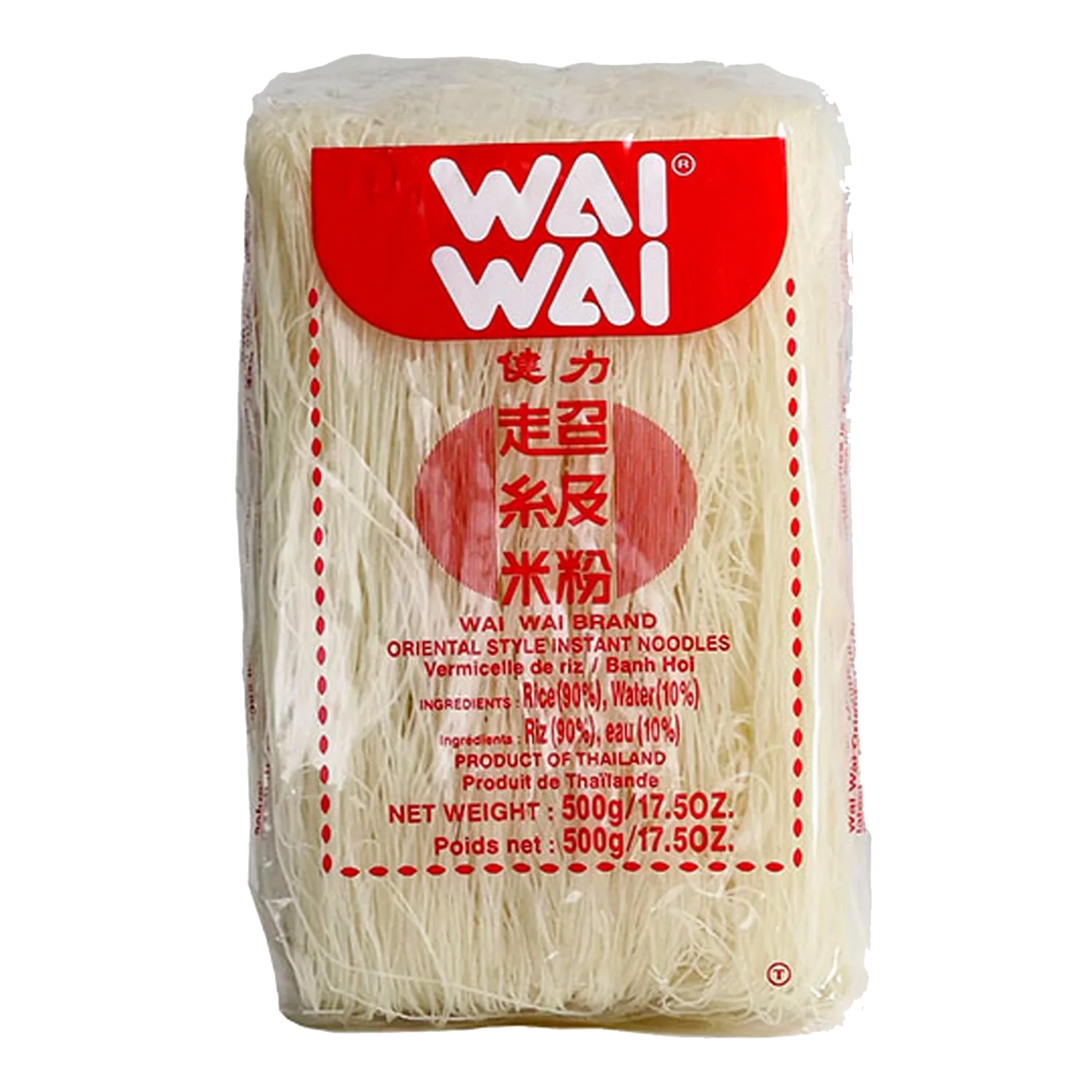 WAI WAI Rijstnoedels Pk (doorzichtige verpakking) 500G
